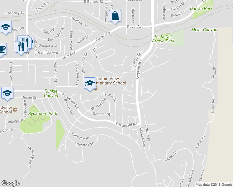 map of restaurants, bars, coffee shops, grocery stores, and more near 3107 Cobb Circle in Simi Valley