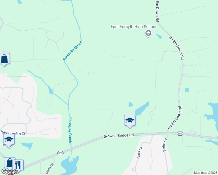 map of restaurants, bars, coffee shops, grocery stores, and more near 7565 Saddle Creek Trail in Gainesville