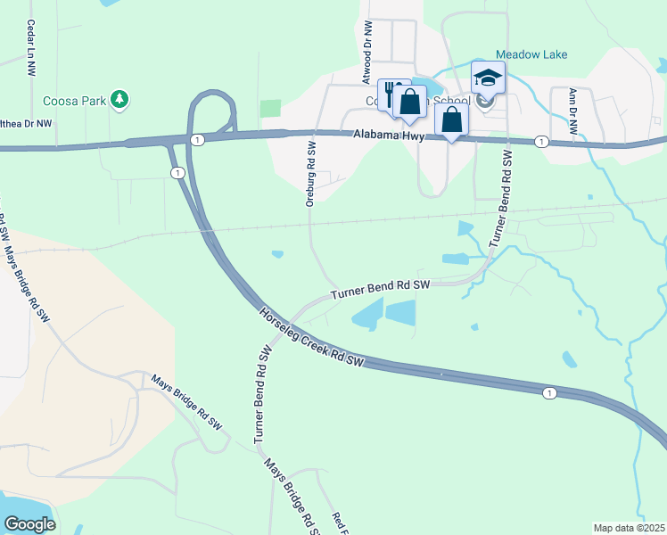 map of restaurants, bars, coffee shops, grocery stores, and more near 197 Oreburg Road Southwest in Rome