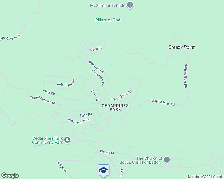 map of restaurants, bars, coffee shops, grocery stores, and more near 402 Burnt Mill Canyon Road in Crestline