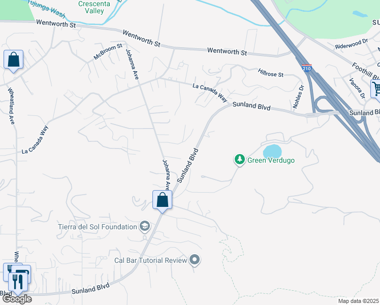 map of restaurants, bars, coffee shops, grocery stores, and more near 10071 Sunland Boulevard in Los Angeles