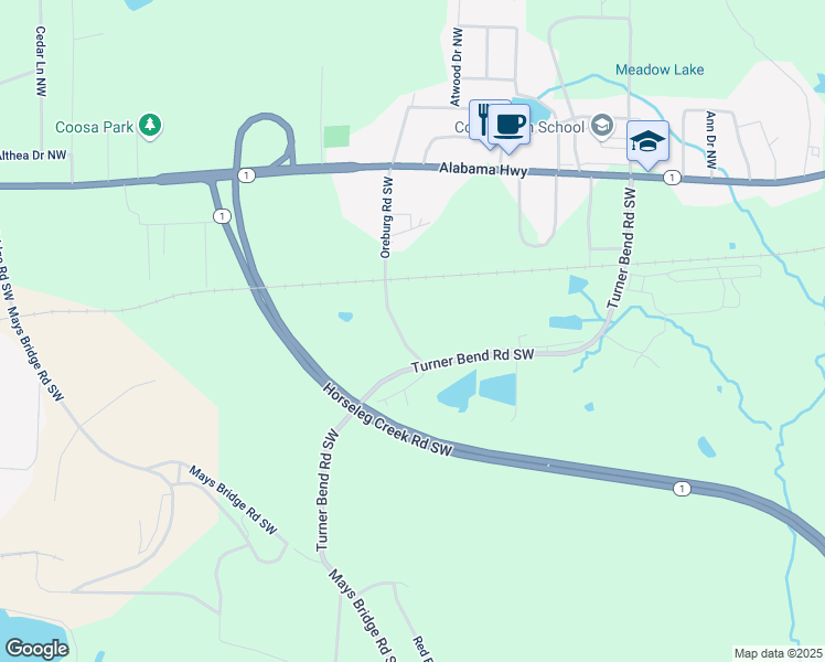 map of restaurants, bars, coffee shops, grocery stores, and more near 197 Oreburg Road Southwest in Rome