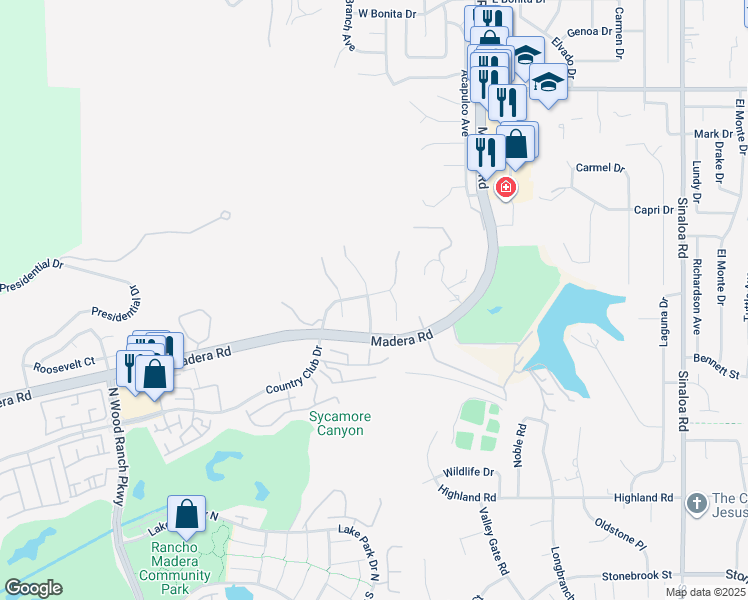 map of restaurants, bars, coffee shops, grocery stores, and more near 990 Clear Sky Place in Simi Valley