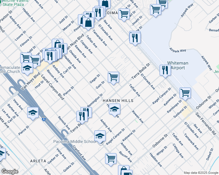 map of restaurants, bars, coffee shops, grocery stores, and more near 10261 Kewen Avenue in Los Angeles