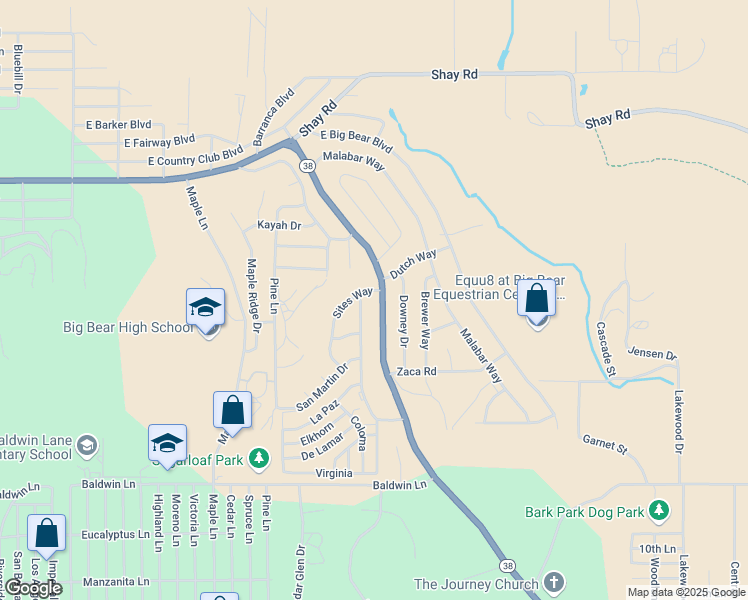 map of restaurants, bars, coffee shops, grocery stores, and more near 313 Greenspot Boulevard in Big Bear