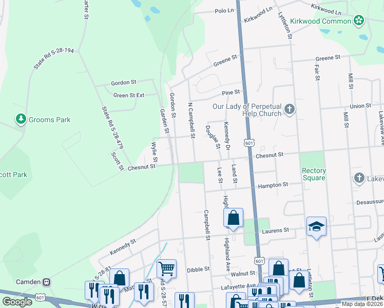 map of restaurants, bars, coffee shops, grocery stores, and more near 1705 Campbell St in Camden