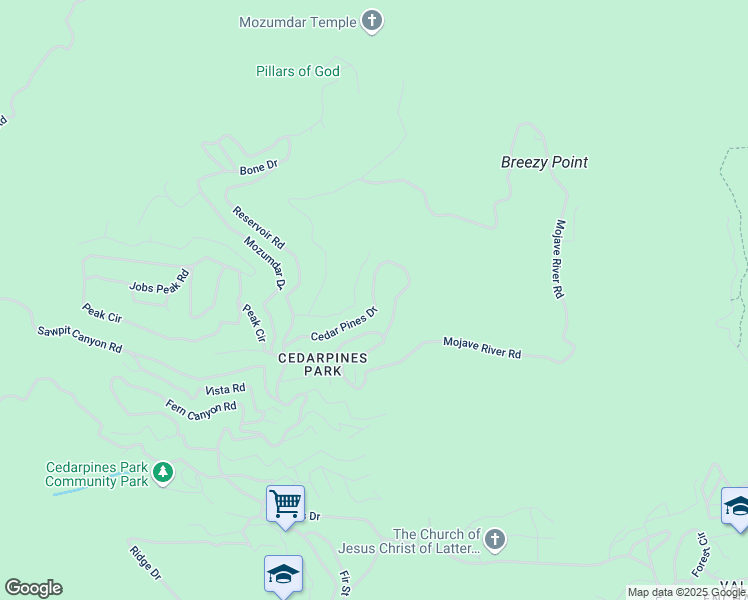 map of restaurants, bars, coffee shops, grocery stores, and more near 22043 Crest Forest Drive in Crestline