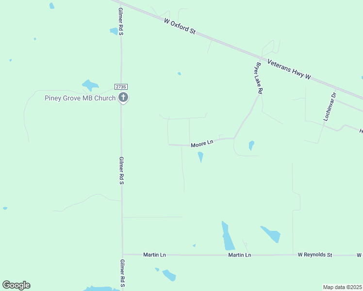 map of restaurants, bars, coffee shops, grocery stores, and more near 327 Moore Lane in Pontotoc