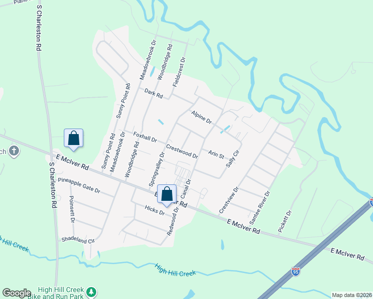 map of restaurants, bars, coffee shops, grocery stores, and more near 915 Crestwood Drive in Florence