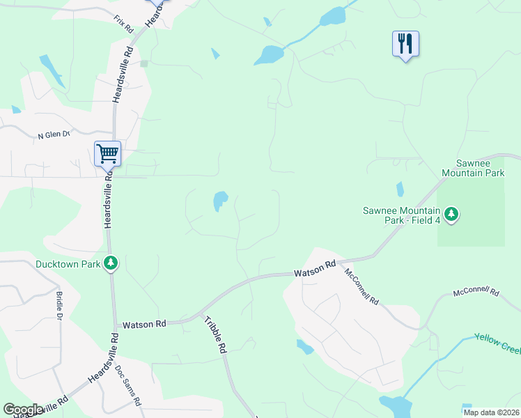 map of restaurants, bars, coffee shops, grocery stores, and more near 4945 Copper Ridge Court in Cumming