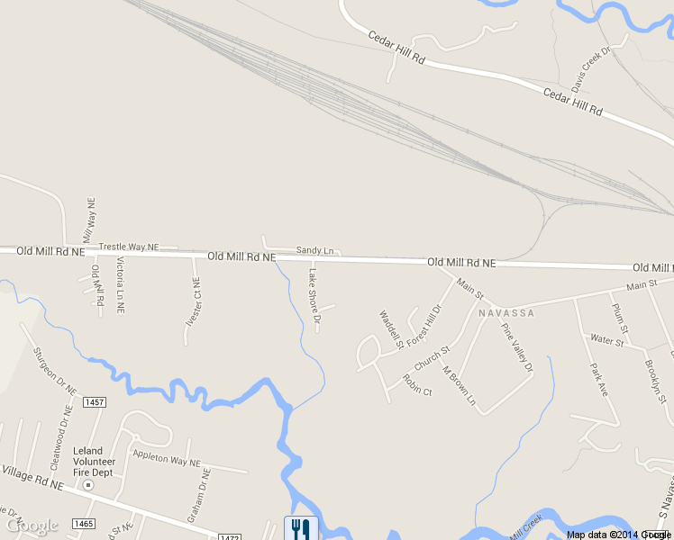 map of restaurants, bars, coffee shops, grocery stores, and more near 1021 Old Mill Road Northeast in Leland
