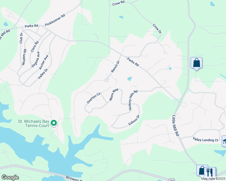 map of restaurants, bars, coffee shops, grocery stores, and more near 6350 Akins Way in Cumming