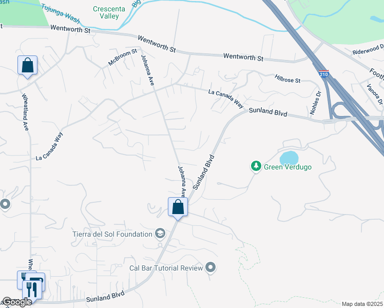 map of restaurants, bars, coffee shops, grocery stores, and more near 9760 Mustang Way in Los Angeles