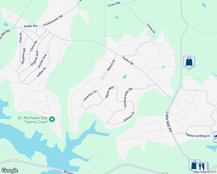 map of restaurants, bars, coffee shops, grocery stores, and more near 6350 Akins Way in Cumming
