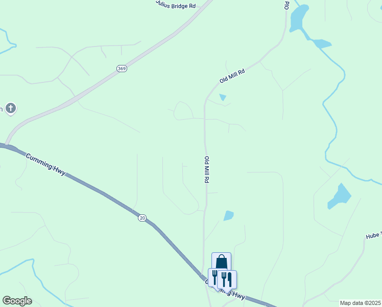 map of restaurants, bars, coffee shops, grocery stores, and more near 214 Davis Mill Road in Ball Ground