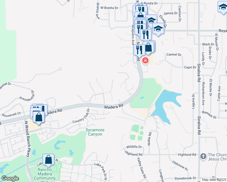 map of restaurants, bars, coffee shops, grocery stores, and more near 1008 North Country Club Drive in Simi Valley