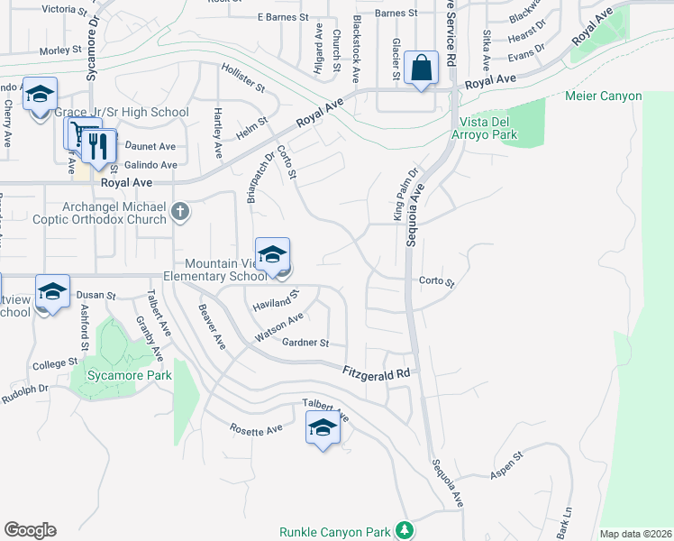 map of restaurants, bars, coffee shops, grocery stores, and more near 3160 China Fir Place in Simi Valley