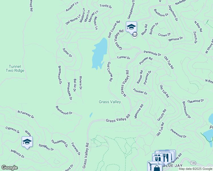 map of restaurants, bars, coffee shops, grocery stores, and more near 420 Golf Course Road in Lake Arrowhead