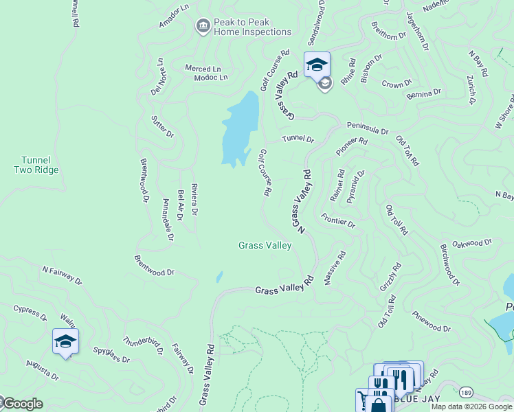 map of restaurants, bars, coffee shops, grocery stores, and more near 400 Golf Course Road in Lake Arrowhead