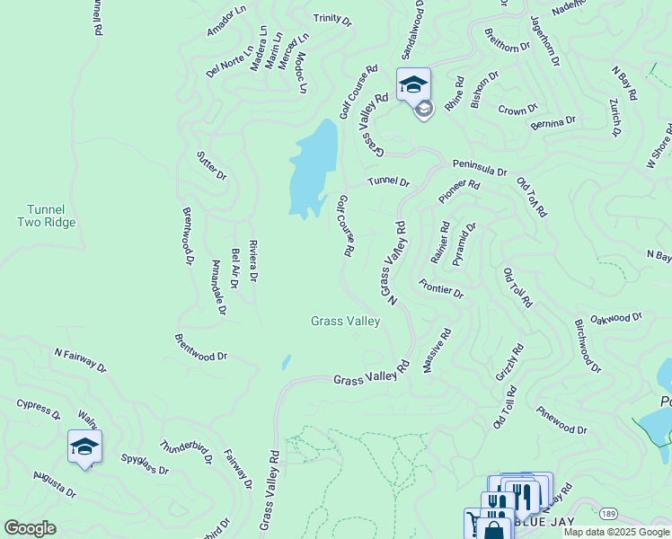 map of restaurants, bars, coffee shops, grocery stores, and more near 420 Golf Course Road in Lake Arrowhead
