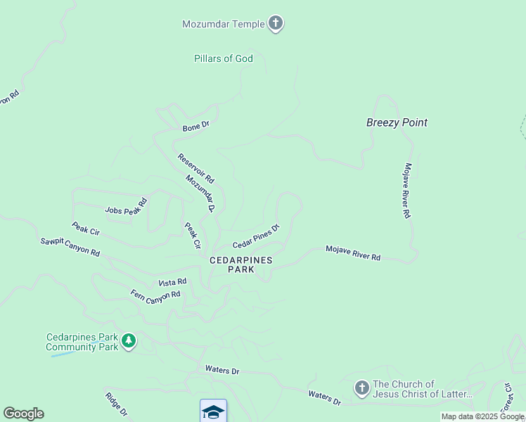 map of restaurants, bars, coffee shops, grocery stores, and more near El Valle Road in Crestline