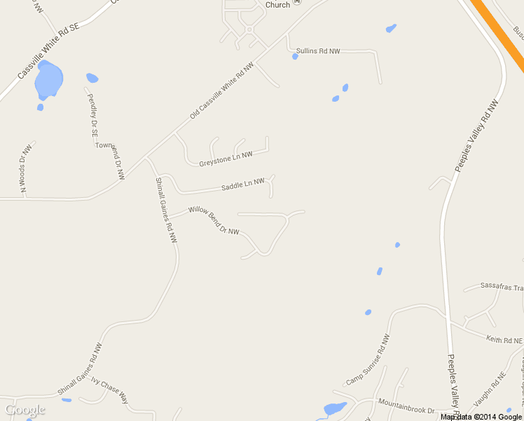 map of restaurants, bars, coffee shops, grocery stores, and more near 70 Willow Bend Drive Northwest in Cartersville