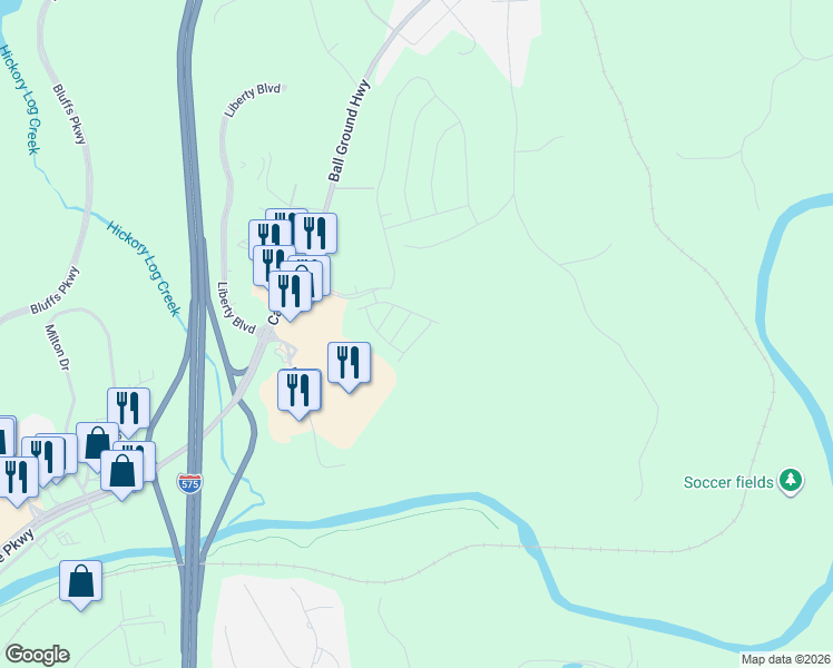 map of restaurants, bars, coffee shops, grocery stores, and more near 521 Riverview Lane in Canton