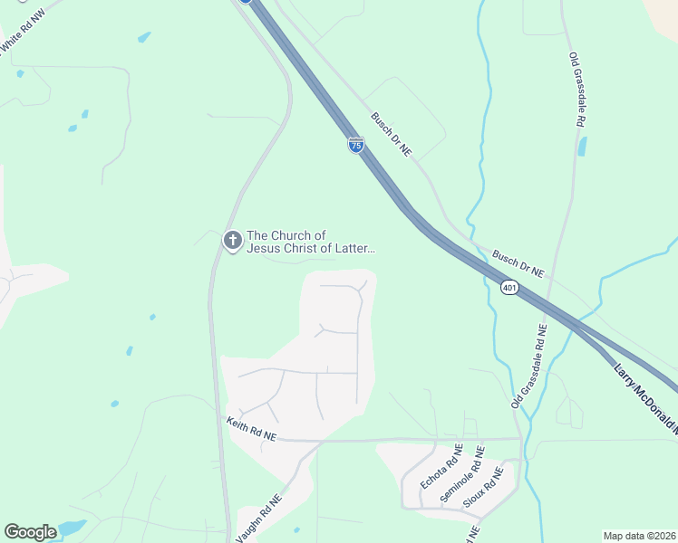 map of restaurants, bars, coffee shops, grocery stores, and more near 32 Elmwood Place Northeast in Cartersville