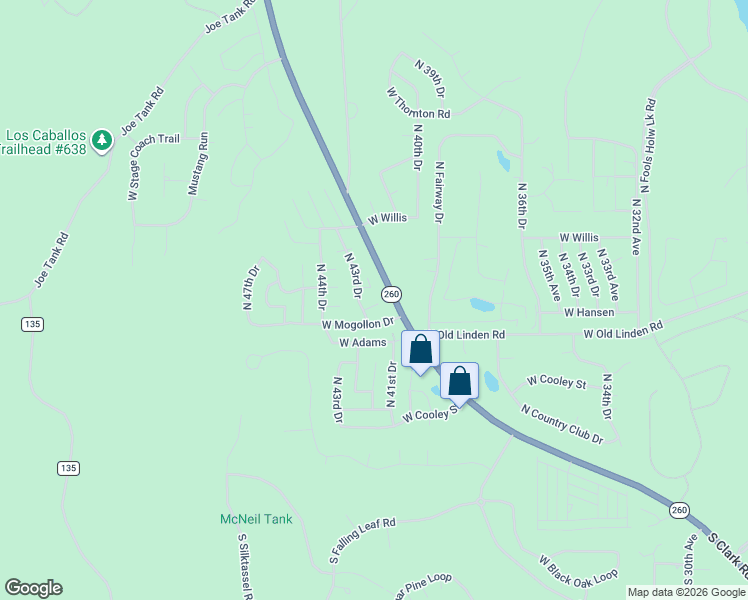 map of restaurants, bars, coffee shops, grocery stores, and more near 4140 West Mogollon Drive in Show Low