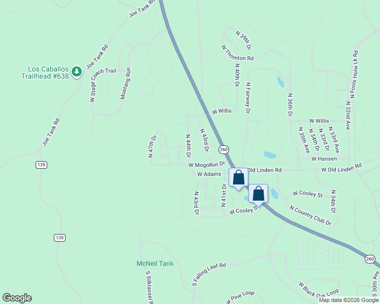 map of restaurants, bars, coffee shops, grocery stores, and more near 841 North 44th Cul in Show Low
