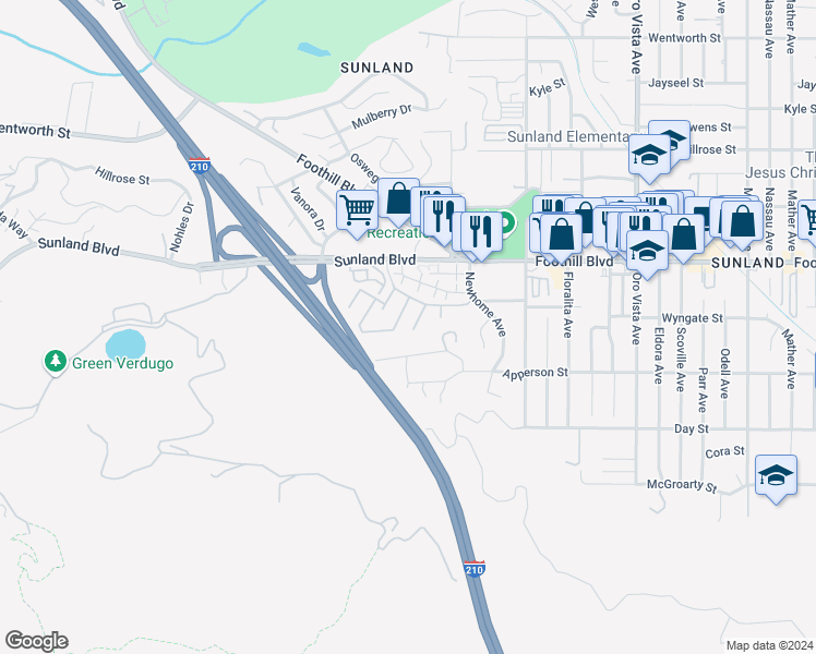 map of restaurants, bars, coffee shops, grocery stores, and more near 8744 Wyngate Street in Los Angeles