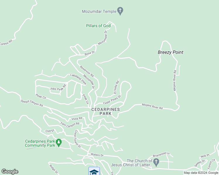 map of restaurants, bars, coffee shops, grocery stores, and more near Burnt Mill Canyon Road in Crestline
