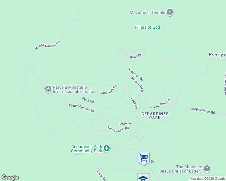 map of restaurants, bars, coffee shops, grocery stores, and more near 368 Hartman Circle in Crestline