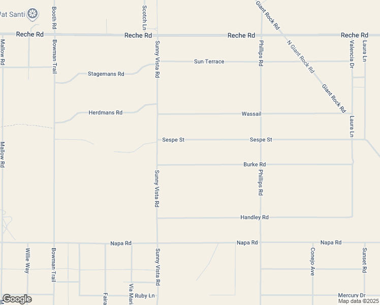 map of restaurants, bars, coffee shops, grocery stores, and more near 60033 Sespe Street in San Bernardino County