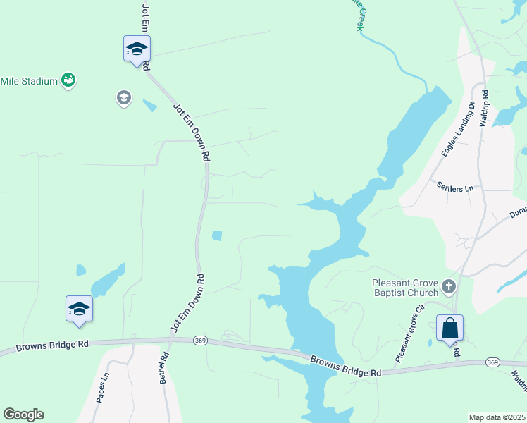map of restaurants, bars, coffee shops, grocery stores, and more near 9540 Enclave Lane in Gainesville