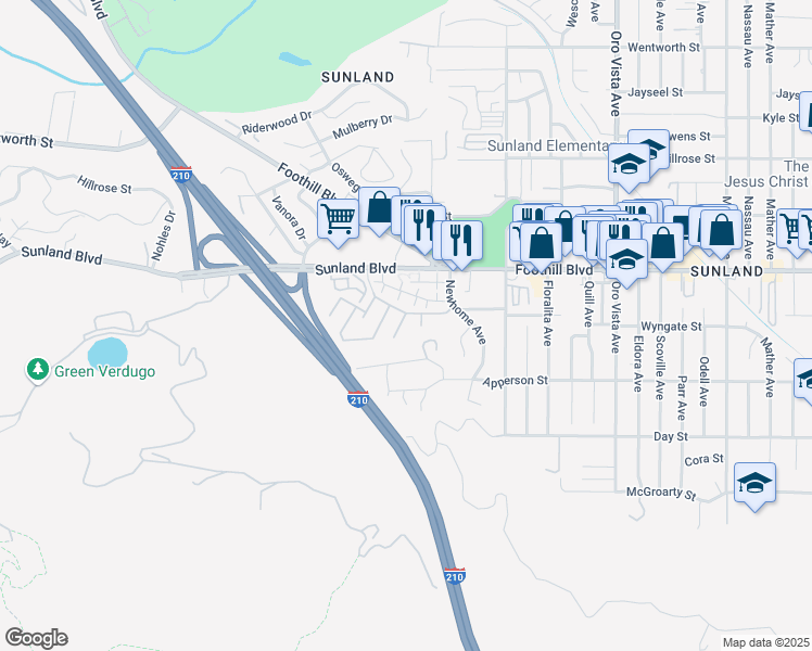 map of restaurants, bars, coffee shops, grocery stores, and more near 8780 Wyngate Street in Los Angeles