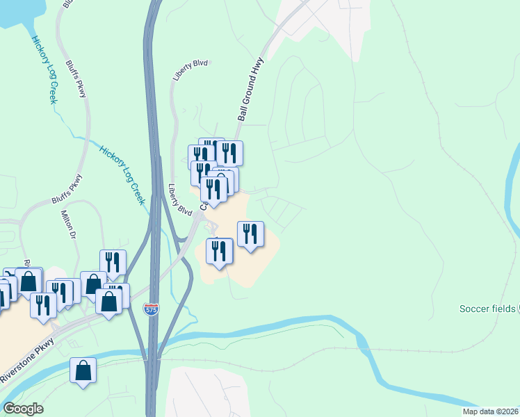 map of restaurants, bars, coffee shops, grocery stores, and more near 109 Point View Drive in Canton