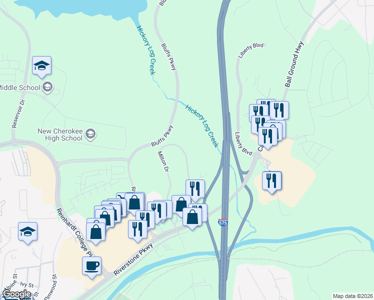 map of restaurants, bars, coffee shops, grocery stores, and more near 555 Transit Avenue in Canton