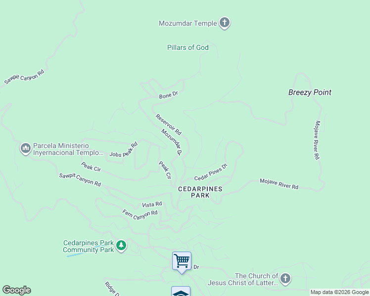 map of restaurants, bars, coffee shops, grocery stores, and more near 483 Mozumdar Drive in Crestline