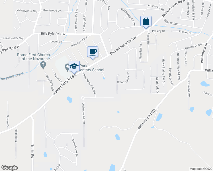 map of restaurants, bars, coffee shops, grocery stores, and more near 1 Terry Lane in Rome