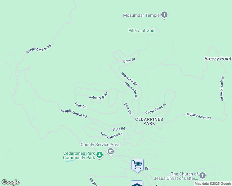 map of restaurants, bars, coffee shops, grocery stores, and more near 443 Hartman Circle in Crestline