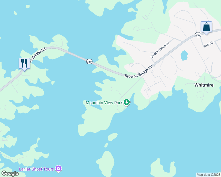 map of restaurants, bars, coffee shops, grocery stores, and more near 5822 North Cove Road in Gainesville