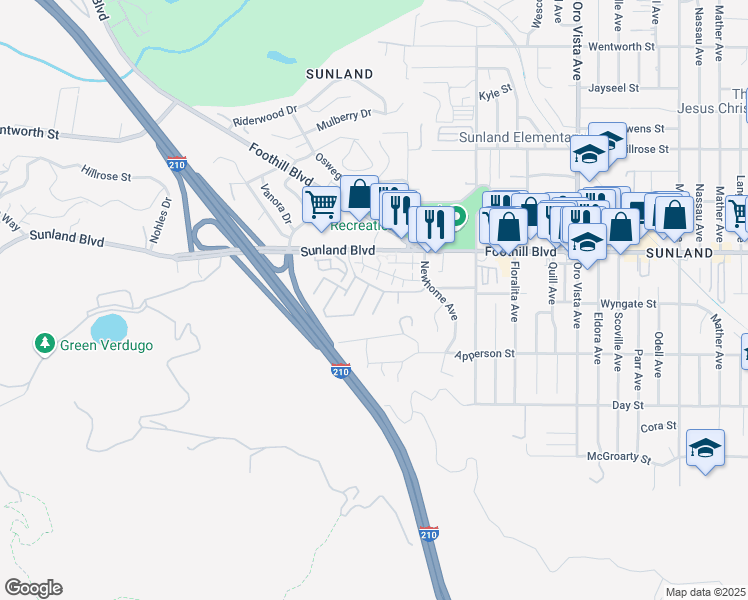 map of restaurants, bars, coffee shops, grocery stores, and more near 8762 Wyngate Street in Los Angeles