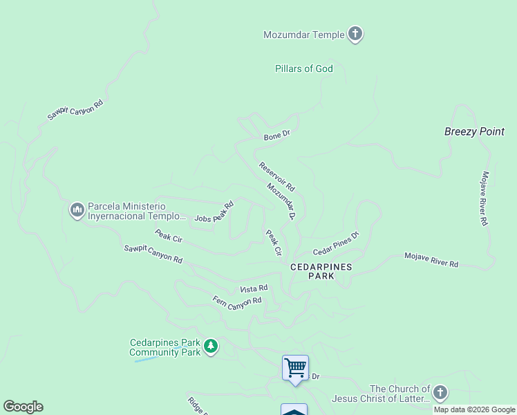map of restaurants, bars, coffee shops, grocery stores, and more near 21819 North Jobs Peak Road in Crestline