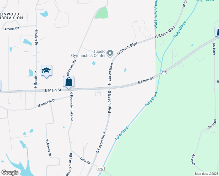 map of restaurants, bars, coffee shops, grocery stores, and more near in Tupelo