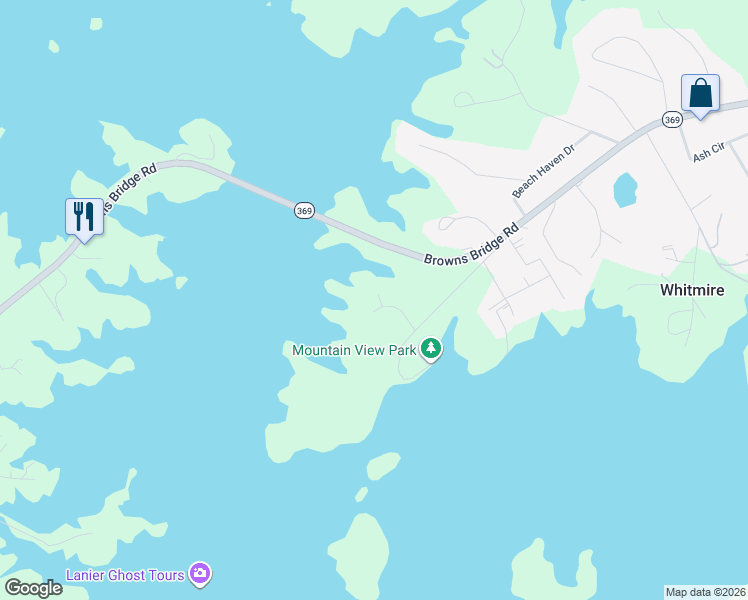 map of restaurants, bars, coffee shops, grocery stores, and more near 5822 North Cove Road in Gainesville