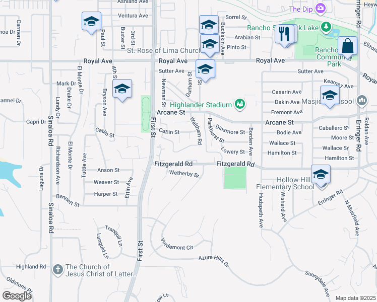 map of restaurants, bars, coffee shops, grocery stores, and more near 1113 Catlin Circle in Simi Valley