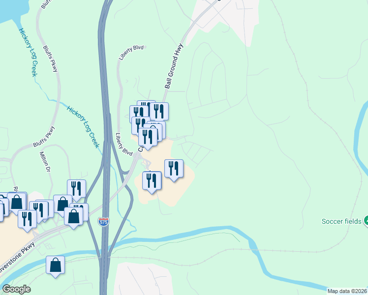 map of restaurants, bars, coffee shops, grocery stores, and more near 205 River Terrace in Canton