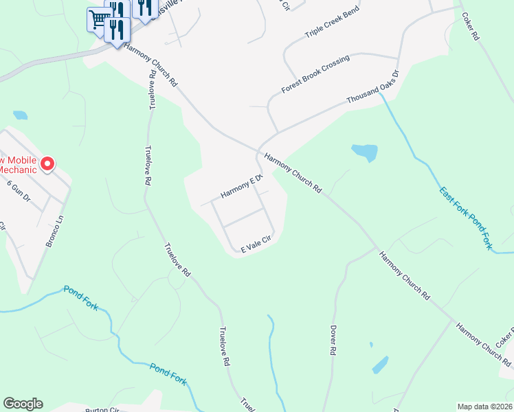 map of restaurants, bars, coffee shops, grocery stores, and more near 3322 Forest Glen Drive in Gainesville