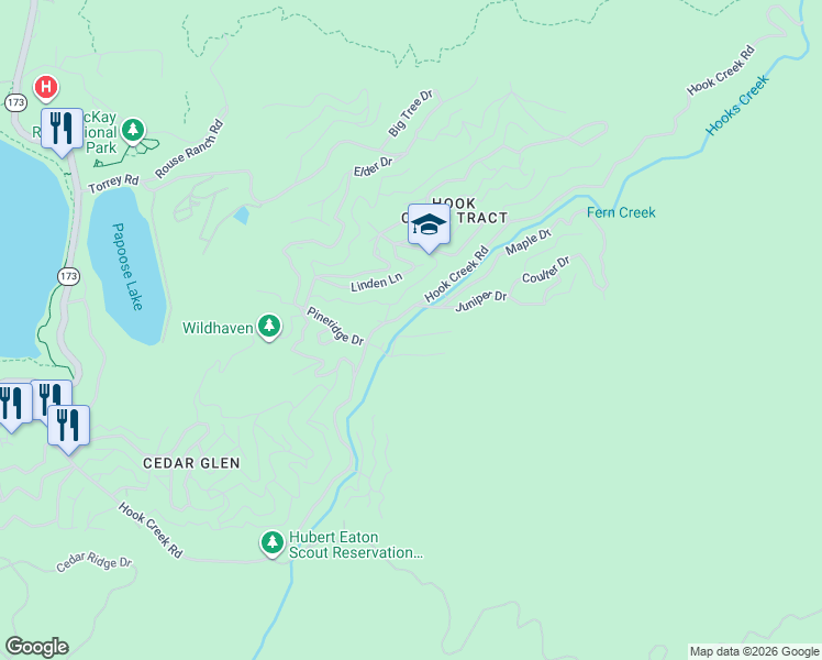 map of restaurants, bars, coffee shops, grocery stores, and more near 29726 Katharine Way in Lake Arrowhead